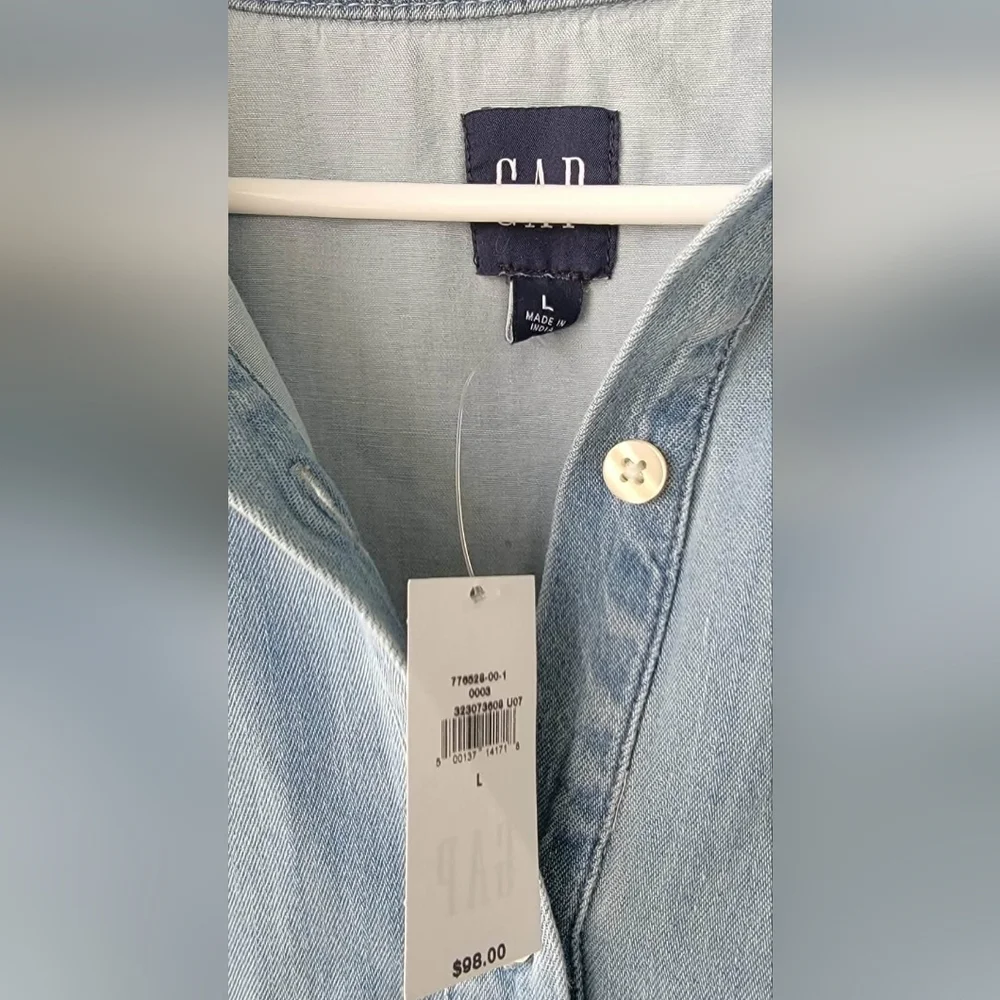 NWT GAP Light Blue Button-Up Mini Dress - Picture 10 of 10